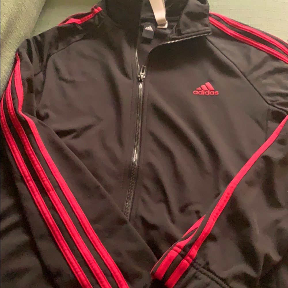 Black and Pink Adidas track jacket - Women’s Large